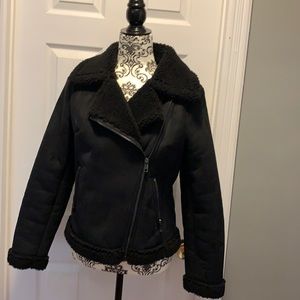 Banana republic black Sherpa Moto jacket xs